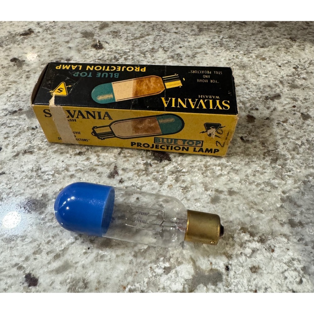 Vintage Sylvania Wabash Blue Top Projection Lamp Bulb with Original Box USA